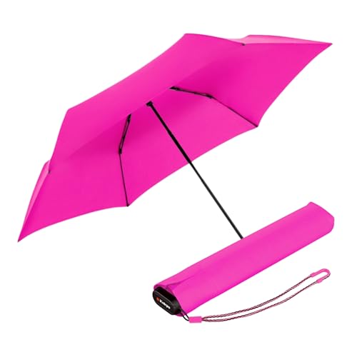 Knirps Taschenschirm Ultra US.050 Slim Manual – Ultra leicht und flach – Sturmfest – Windproof – 21 cm – Neon Pink von Knirps