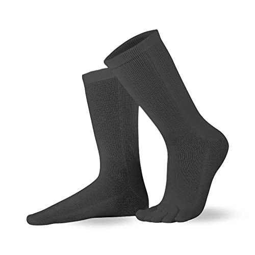 Knitido Essentials - wadenlange Zehensocken aus Baumwolle (82%), Zehensocken für Damen und Herren (unisex), einfarbig, in Schwarz und 10 weiteren Farben erhältlich., Größe:39-42;Farbe:Dunkelgrau von Knitido