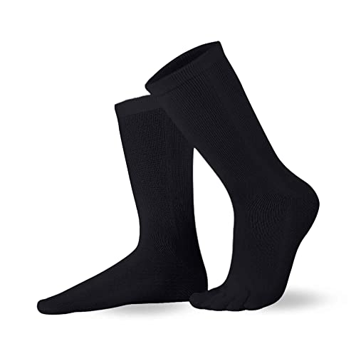Knitido Essentials - wadenlange Zehensocken aus Baumwolle (82%), Zehensocken für Damen und Herren (unisex), einfarbig, in Schwarz und 10 weiteren Farben erhältlich., Größe:43-46;Farbe:Schwarz von Knitido