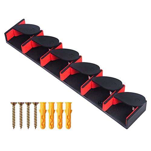 Knnuey Vertikale Angelrutenhalter, Wandmontage, Schwarz und Rot, für Garage, passend für die meisten Angelruten von Knnuey