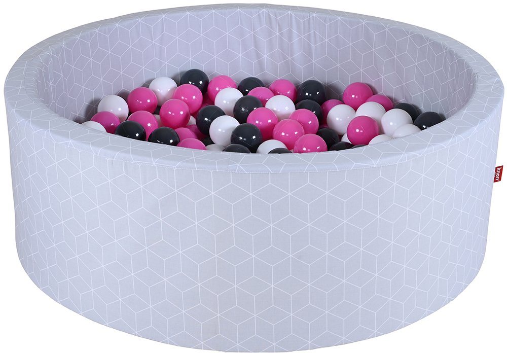 Knorrtoys® Bällebad Geo, Cube Grey, mit 300 Bällen creme/Grey/rose, Made in Europe von Knorrtoys®