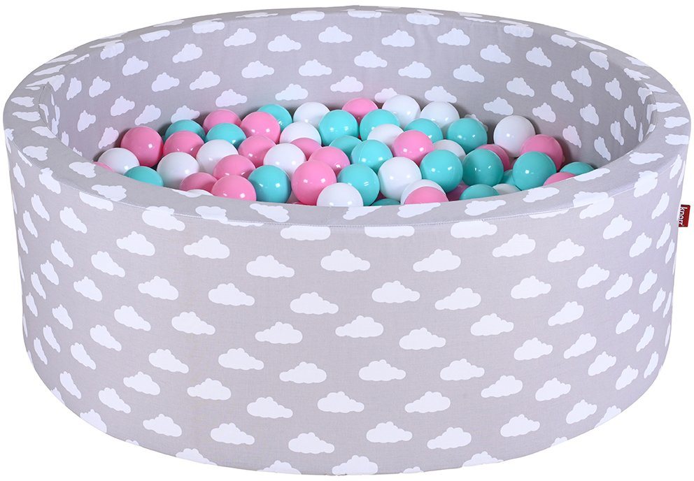 Knorrtoys® Bällebad Soft, Grey White Clouds, mit 300 Bällen rose/creme/lightBlue, Made in Germany von Knorrtoys®