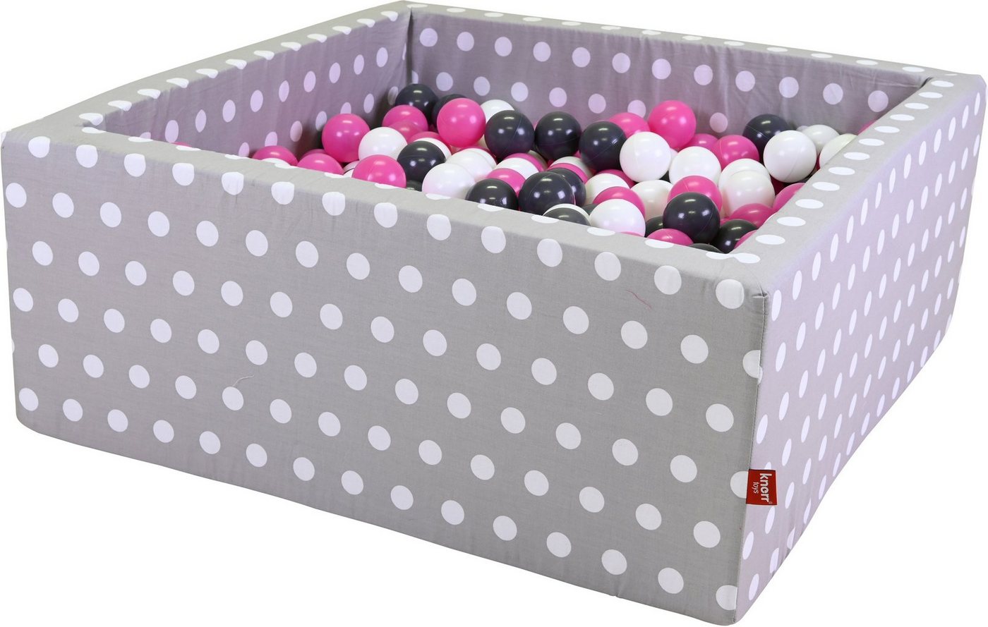 Knorrtoys® Bällebad Soft, Grey White Dots, eckig mit 100 Bällen creme/Grey/rose, Made in Europe von Knorrtoys®