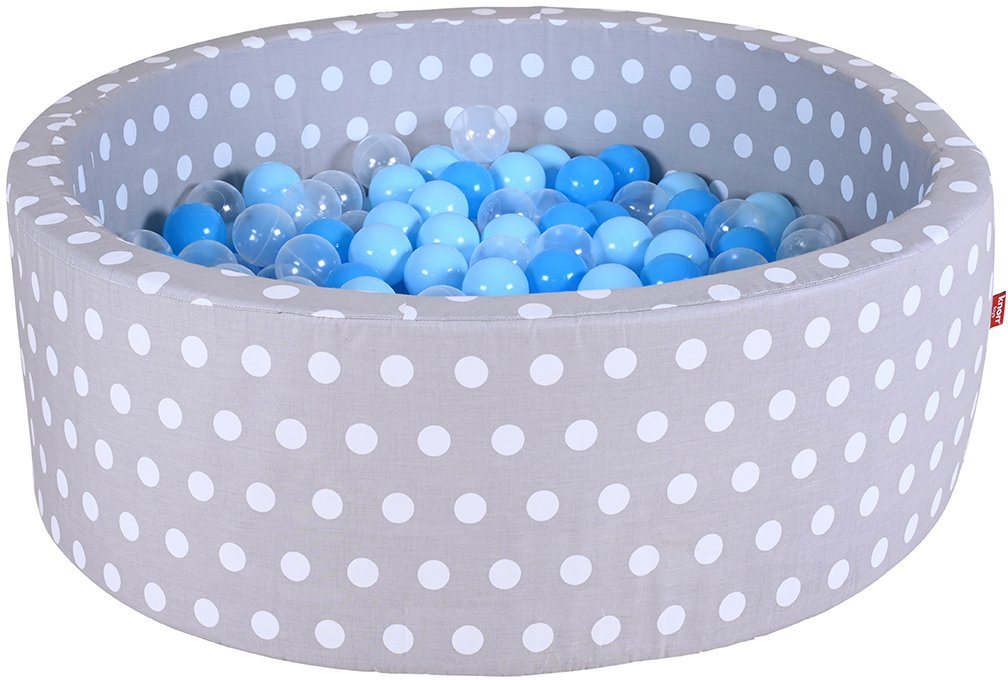 Knorrtoys® Bällebad Soft, Grey White Dots, mit 300 Bällen soft Blue/Blue/transparent, Made in Europe von Knorrtoys®