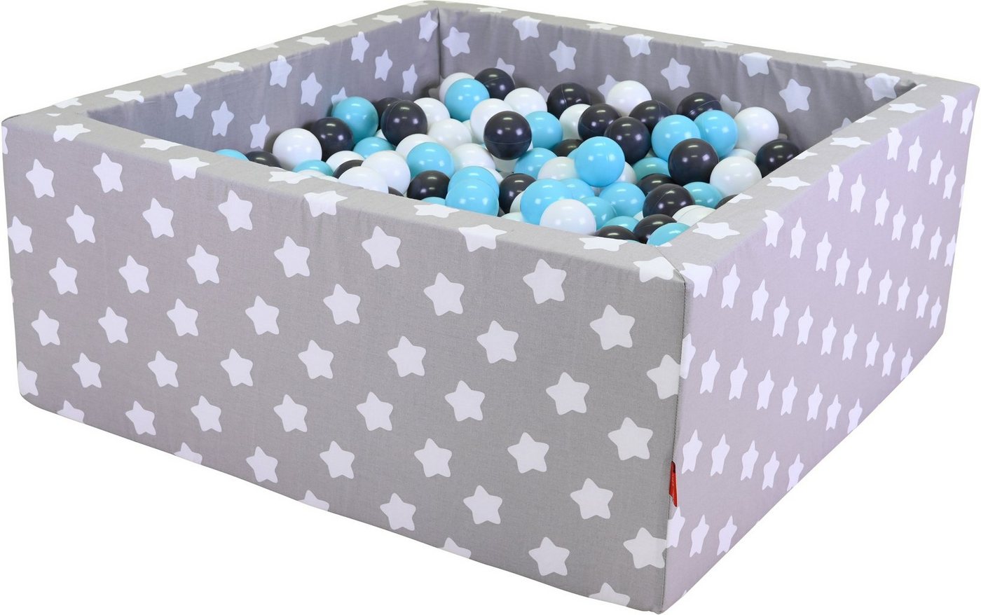 Knorrtoys® Bällebad Soft, Grey White Stars, eckig mit 100 Bällen creme/Grey/lightBlue, Made in Europe von Knorrtoys®