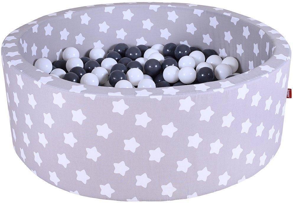 Knorrtoys® Bällebad Soft, Grey White Stars, mit 300 Bällen Grey/creme, Made in Europe von Knorrtoys®