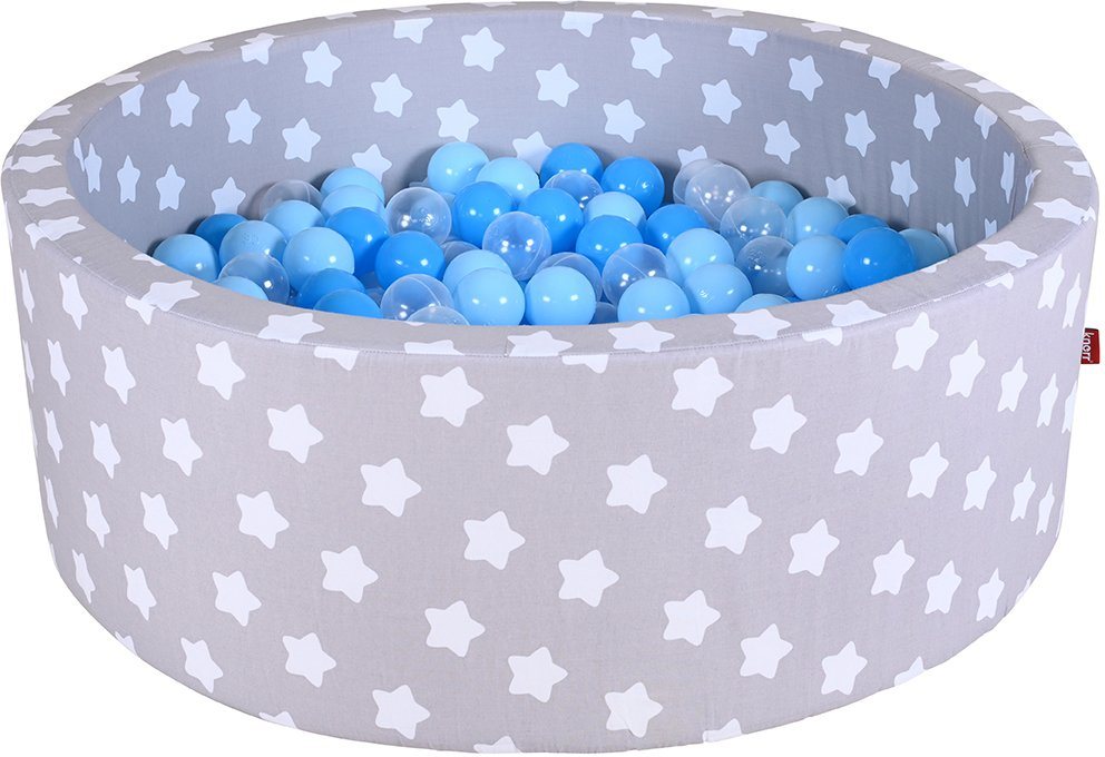 Knorrtoys® Bällebad Soft, Grey White Stars, mit 300 Bällen balls/soft Blue/Blue/transparent, Made in Europe von Knorrtoys®