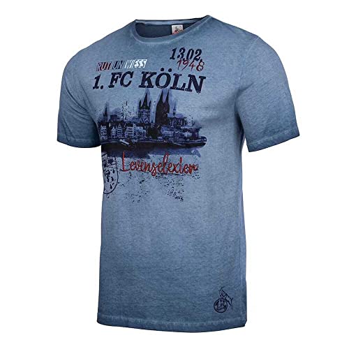 1. FC Köln Herren T-Shirt - Am Rheinufer - blau Shirt div. Größen - Plus Lesezeichen I Love Köln Größe 4XL von Köln Cologne