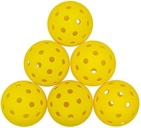 KOFULL 6 Outdoor Pickleball Balls Outdoor with 40 Holes-6 Pack with Great Durability, Bounce Meet USAPA Requirement Pickleball Balls Yellow von KOFULL