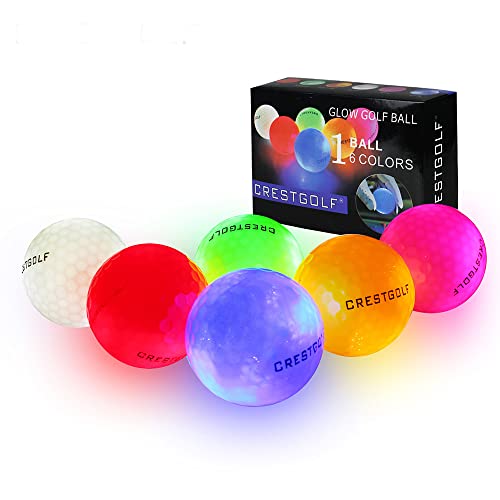 Kofull LED Golfbälle bunt golfbälle leuchtend golf trainingsbälle für Nachttraining, leuchtende Golfbälle für Distanztraining, 6 Stück (pink/blau/rot/grün/weiß/Gelb) von Kofull