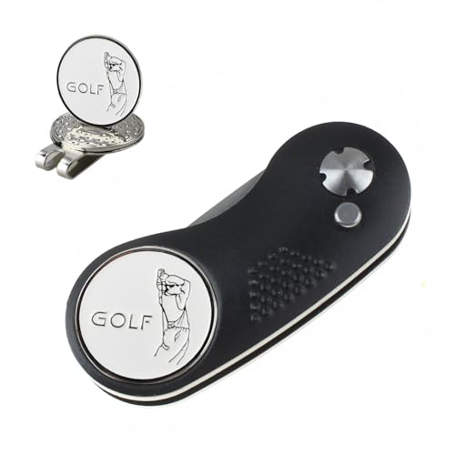 Kofull Golf Pitchgabel +2 Ball Marker+ 1 hat Clip Pitchgabel Switchblade Golf Grün Reparatur Gabel tragbar und klappbar Pitch - 1 Stück Schwarz von Kofull