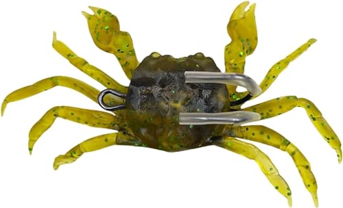 Cranka Krabbenköder, 3D-simulierter Krabbenköder, weicher Köder mit spitzem Haken, Doppelhaken, 3D-Krabbenköder, Krabbenfalle für Meeresangeln, Salzwasser-Angelzubehör (Grün) von Kolarmo