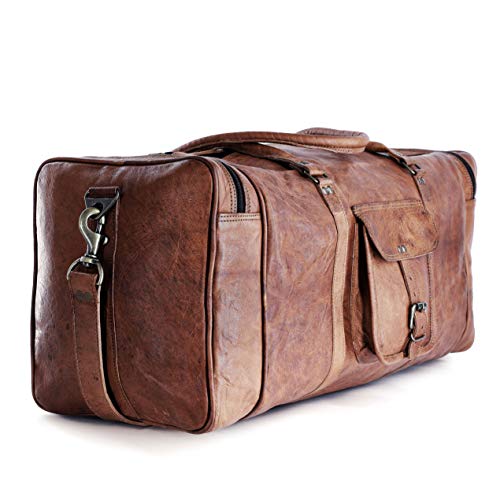 Komal's Passion Leather Duffel Bag 81,3 cm große Reisetasche für Turnhalle und Wochenendtasche, braun, 24 inch von Komal’s Passion Leather