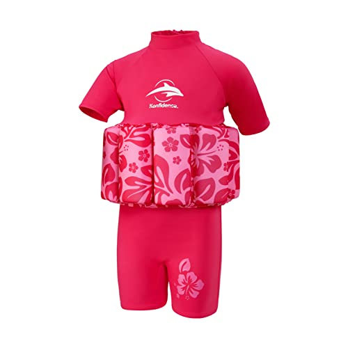 Konfidence Float Suit T-Shirt für Kinder mit integrierter Schwimmhilfe Rosa Pink/Hibiscus 1-2 Jahre von Konfidence