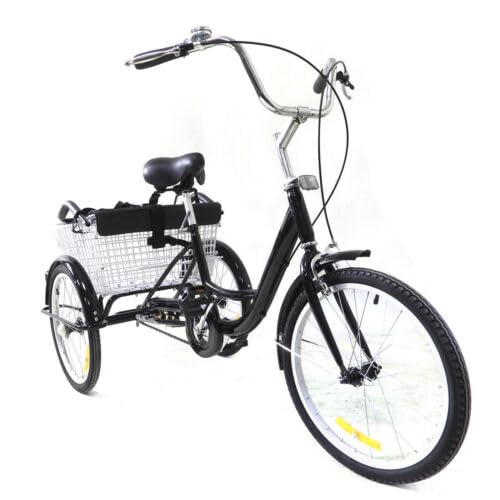 Konfiur Dreirad, 20 Zoll Dreirad für Erwachsene, 3-Rad Fahrrad mit Kindersitz Einkaufskorb, Tricycle für Erholung, Einkaufen, Picknicks, Reisen, Schwarz von Konfiur