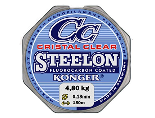 Konger Angelschnur Cristal Clear Fluorocarbon Coated 0,12-0,50mm/150m Monofile Super stark ! (0,18mm / 4,80kg) von Konger
