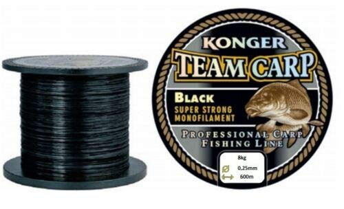 Konger Angelschnur Karpfenschnur Team CARP Black 600m Monofile Feeder (0,25mm / 8,00kg) von Konger