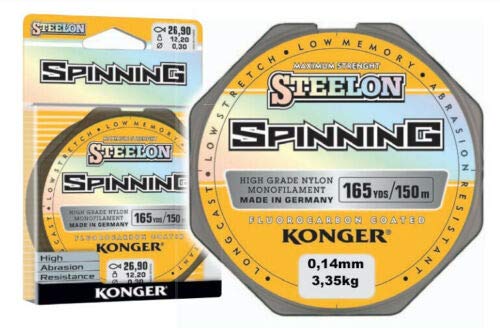 Konger Angelschnur STEELON Spinning Fluorocarbon Coated 0,12-0,30mm/150m Monofile (0,14mm / 3,35kg) von Konger
