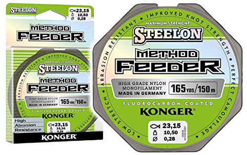 Konger Angelschnur Steelon Method Feeder Fluorocarbon Coated Monofile Spule 150m 0,18-0,30mm Feederschnur Feeder Methode TOP! (0,28mm / 10,50kg) von Konger