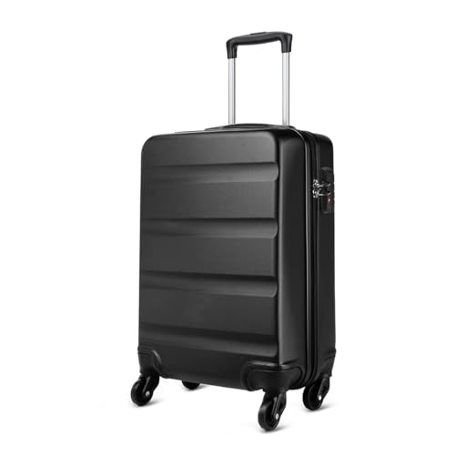 KONO Hartschalen ABS 55cm Boardcase, 35L, 2,4kg Koffer Trolley Reisekoffer Handgepäck mit 4 Rollen (Schwarz, M) von KONO