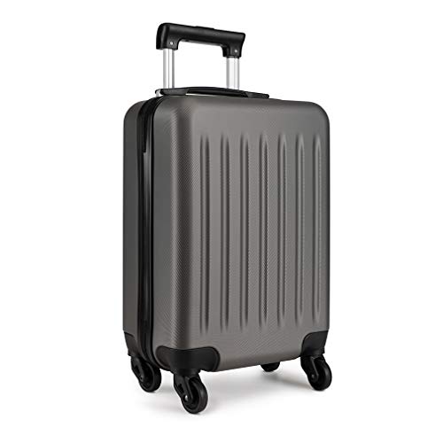 KONO Koffer Reisekoffer Handgepäck Trolley Hartschale ABS Gepäck 4 Rollen Spinner Rollenkoffer (Grau, Klein Koffer) von KONO