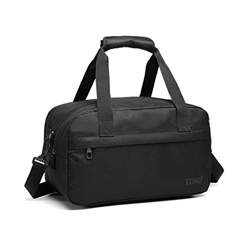 Kono Holdall Cabin Luggage Travel Bag Unter dem Sitz Flight Bag mit Schultergurt Handgepäck Unisex (Schwarz) von KONO
