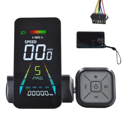 Koolenry E-Bike NFC LCD-Display Farbanimiertes Messgerät UART 24 V/36 V/48 V/60 V Tachometer Elektroroller NFC LCD-Messgerät SM6PIN von Koolenry