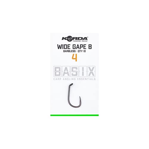 Korda Basix Wide Gape Barbless Größe 4 KBX005 Haken Hook Hooks Angelhaken Karpfenhaken von Korda