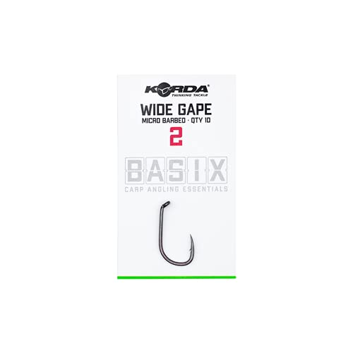 Korda Basix Wide Gape Micro Barbed Größe 2 KBX026 Haken Hook Hooks Angelhaken Karpfenhaken von Korda