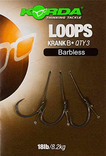 Korda Loop Rigs Krank Barbless 18lbs - 3 Karpfenmontagen, Größe:4 von Korda