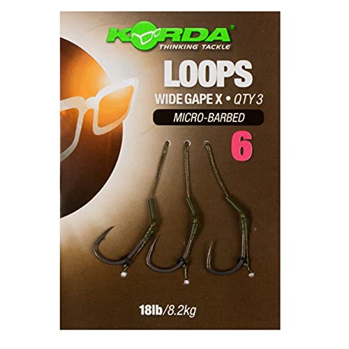 Korda Loops Wide Gape X Micro Barbed Größe 6 KCR121 gebundene Hakenvorfächer Rig Ready Rigs von Korda