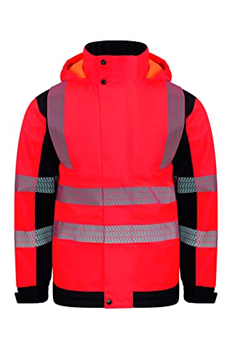 Korntex Hi-Vis Copenhagen Softshell Regen-Jacke (bedruckbar) - Wasserdichte Warnschutz-Arbeitsjacke rot 3XL von Korntex