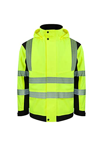 Korntex Hi-Vis Softshell Rain Jacket (Printable) Copenhagen - Wasserdichte Warnschutz- Arbeitsjacke, Gelb, Gr.XXL von Korntex