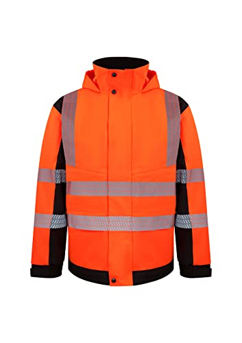 Korntex Hi-Vis Softshell Rain Jacket (Printable) Copenhagen - Wasserdichte Warnschutz- Arbeitsjacke, Orange, Gr.L von Korntex