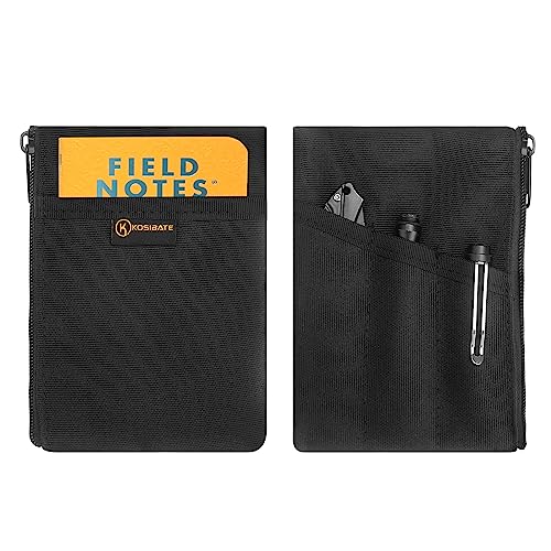 Kosibate EDC Pouch with Notebook Slot, EDC-Organizer for Knife, Flashlight, Passport, Pen, Card - Men's Slim Pocket Organizer for Daily Carry, Fits 3.5 x 5.5 Inch Notebook (Black) von Kosibate