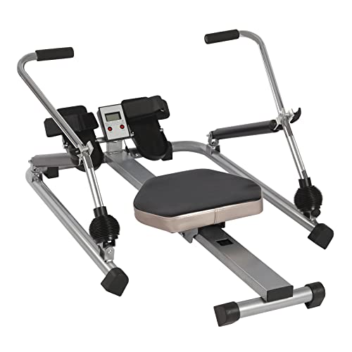 Hydraulisches Rudergerät, voll bewegliches, einstellbares Rudergerät mit 15-55kg-stufigem Widerstand und weichem Sitz und LCD-Monitor sowie 45-Zoll-Langer Schiene für Cardio-Übungen (dunkel) von Kozivmo