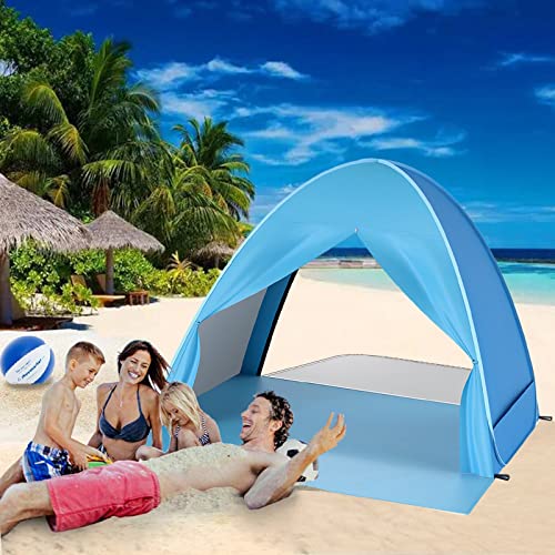 Kratax Pop-Up-Strandzelt mit Reißverschluss-Tür, zusammenklappbar in Sekunden, Campingzelt für 1–3 Personen, UPF 50+ für UV-Sonnenschutz, wasserdichte Sonnenschutz für Familie, Picknick, Strand von Kratax