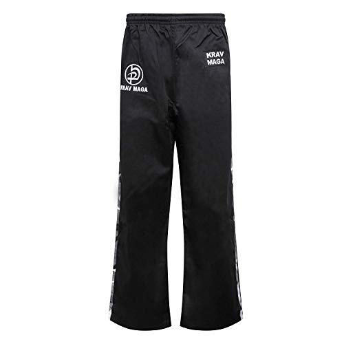 Pantalon en coton avec 2 bandes camouflage - krav maga - noir - Taille 5/180CM von Playwell