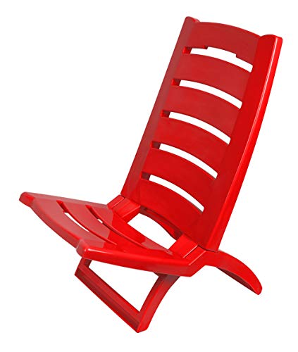 Kreher Tragbarere Klappbarer Campingstuhl/Strandstuhl aus Kunststoff mit Belastbarkeit bis 100 kg (Rot) von Kreher