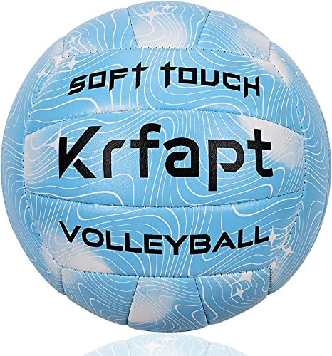 Krfapt Volleyball Beachvolleybälle offizieller Größe 5,Touch Volley Ball Training für Outdoor Indoor Spiel Blau von Krfapt