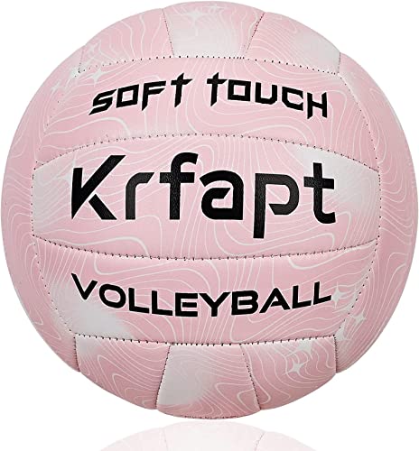 Krfapt Volleyball Beachvolleybälle offizieller Größe 5,Touch Volley Ball Training für Outdoor Indoor Spiel Rosa von Krfapt