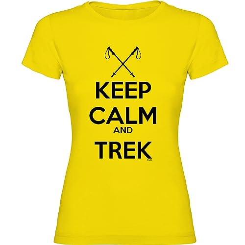 K KRUSKIS - T Shirt Wandern Keep Calm And Trek Zurzarm Frau - XL, Gelb von K KRUSKIS
