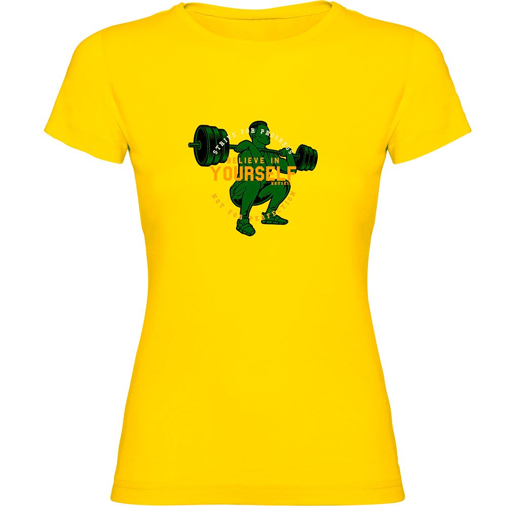 Kruskis Believe Short Sleeve T-shirt Gelb XL Frau von Kruskis