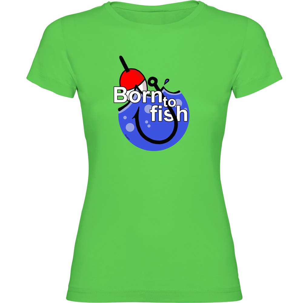 Kruskis Born To Fish Hook Short Sleeve T-shirt Grün 2XL Frau von Kruskis