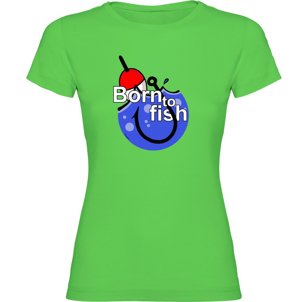 Kruskis Born To Fish Hook Short Sleeve T-shirt Grün XL Frau von Kruskis