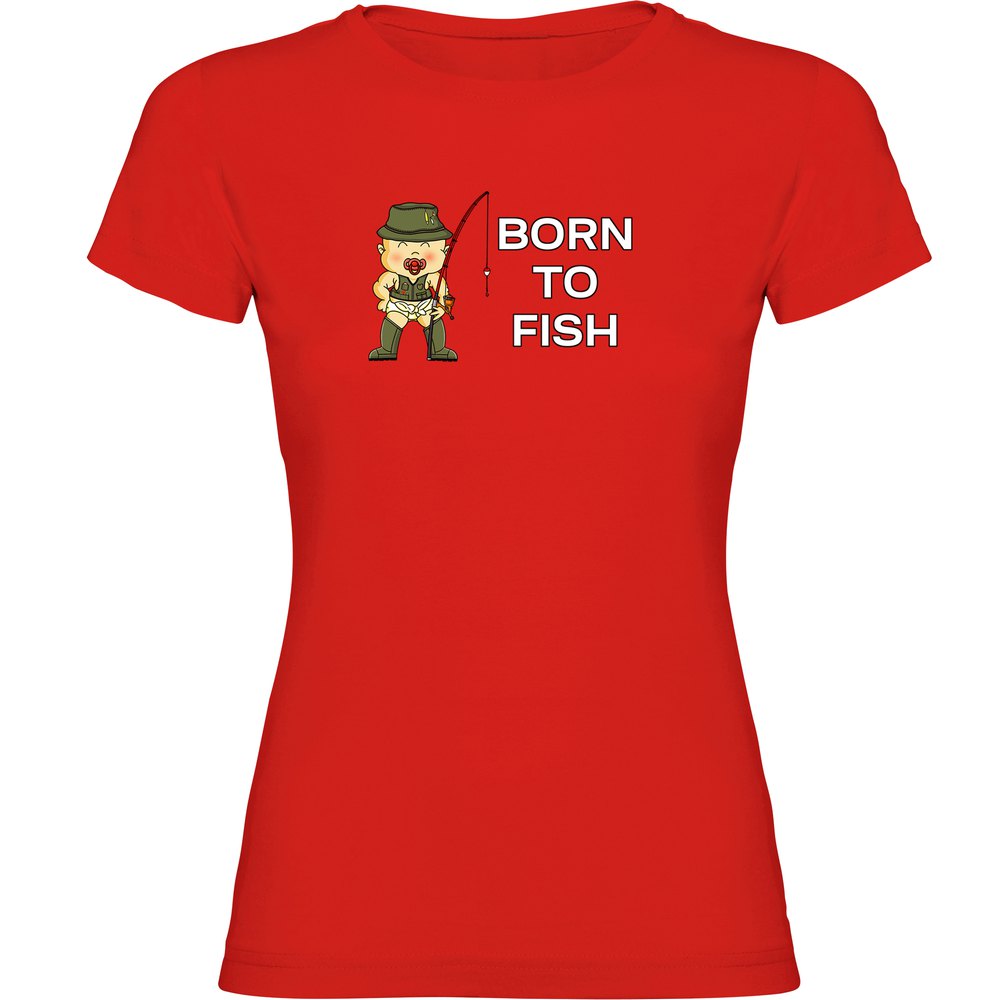 Kruskis Born To Fish Short Sleeve T-shirt Rot M Frau von Kruskis