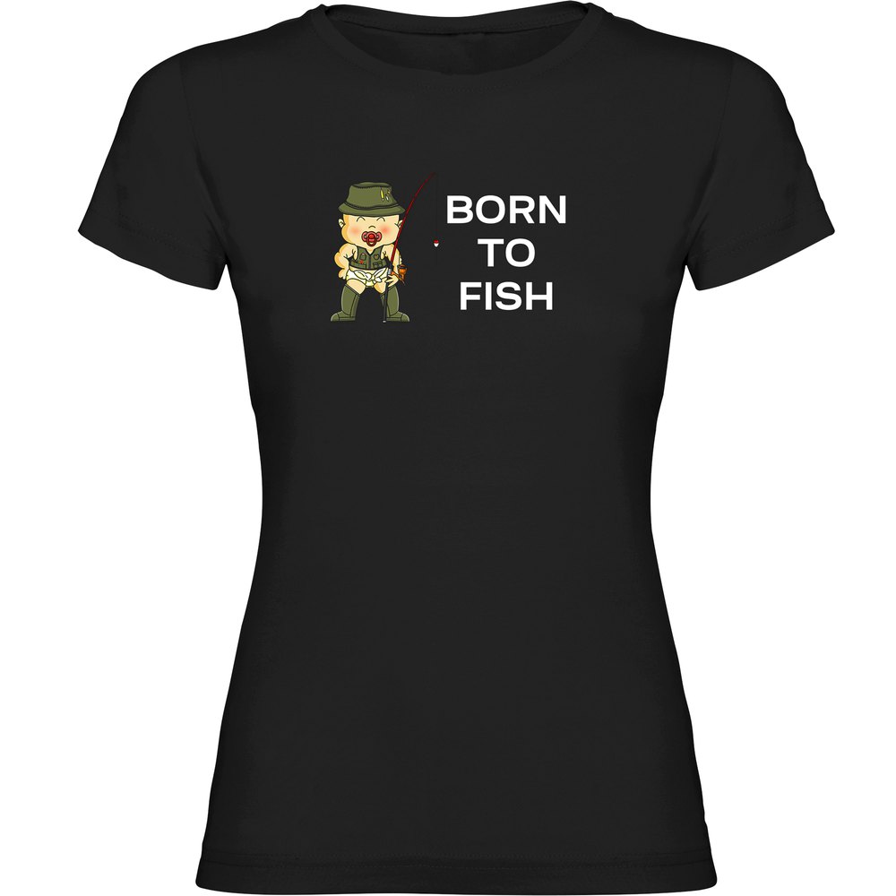 Kruskis Born To Fish Short Sleeve T-shirt Schwarz L Frau von Kruskis