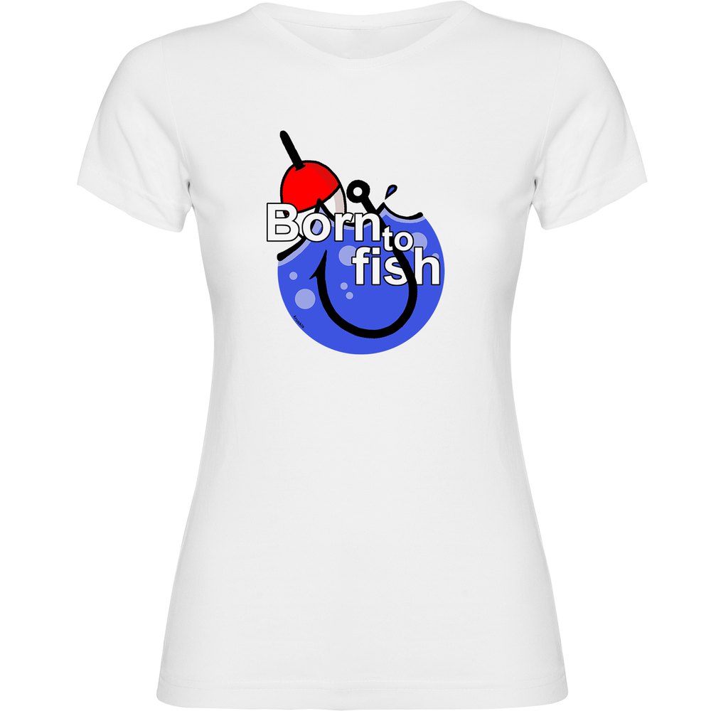 Kruskis Born To Fish Short Sleeve T-shirt Weiß S Frau von Kruskis