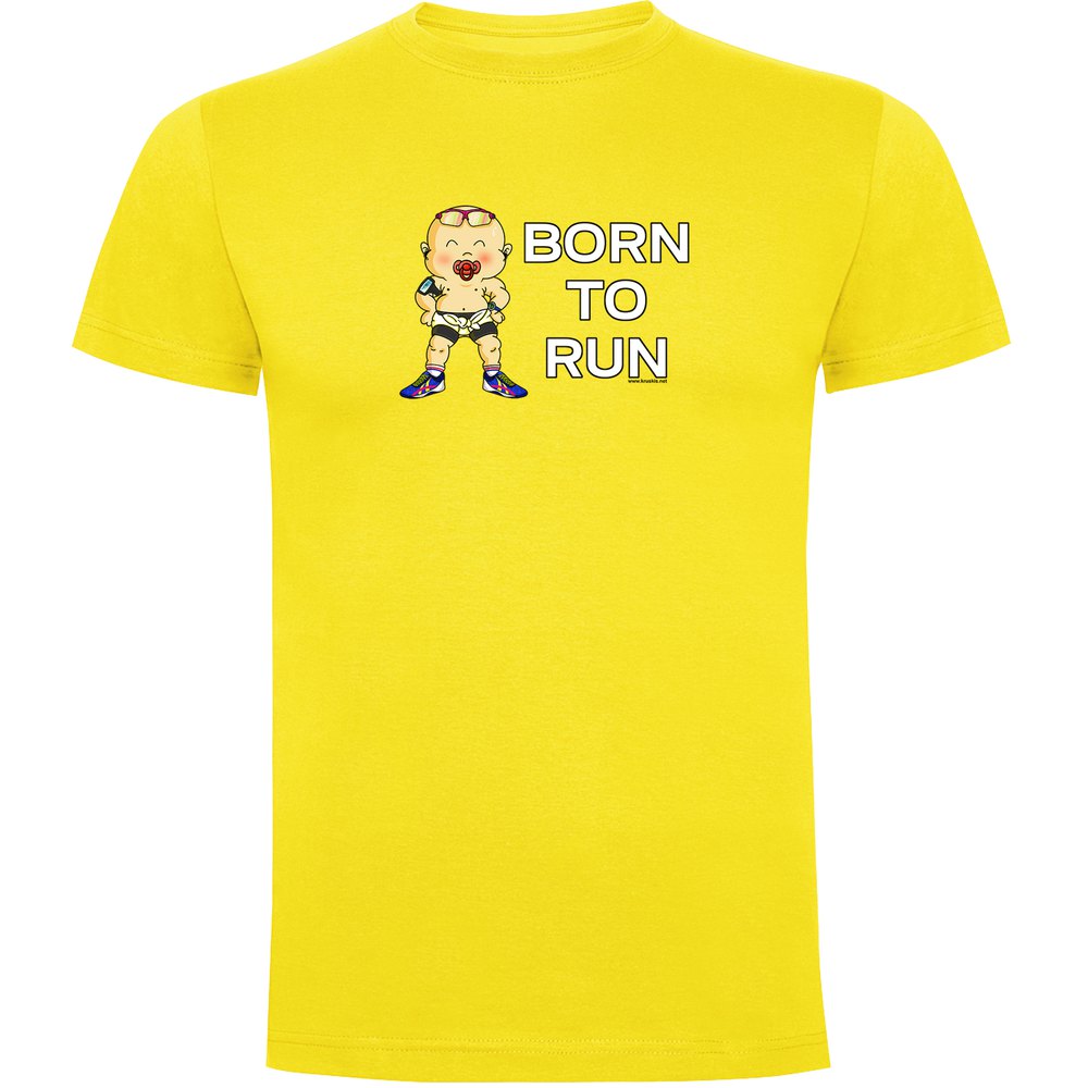 Kruskis Born To Run Short Sleeve T-shirt Gelb 3XL Mann von Kruskis