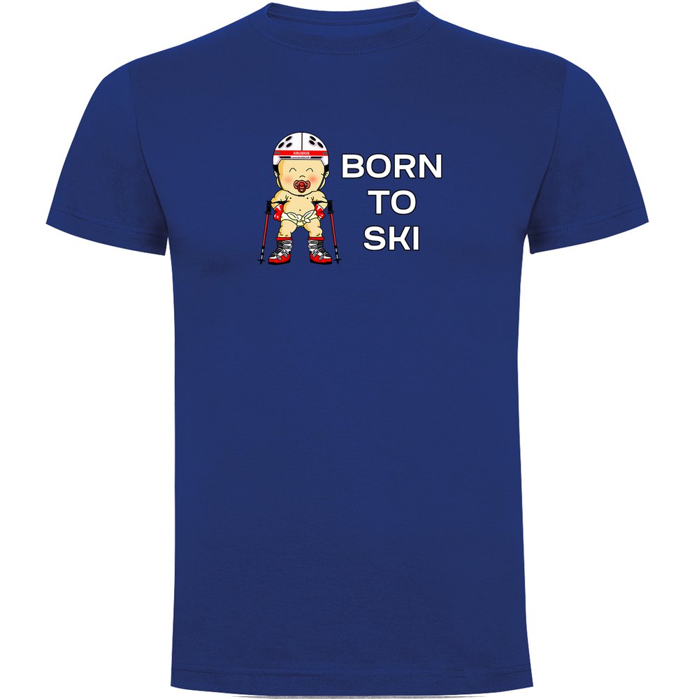 Kruskis Born To Ski Short Sleeve T-shirt Blau L Mann von Kruskis